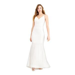 NWT MORGAN & CO Womens White Spaghetti Strap Formal Body Con Dress 5